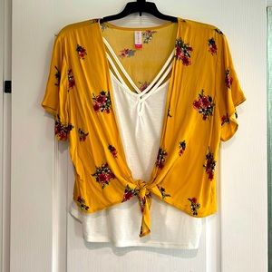 3XL Yellow tie shirt with tank top